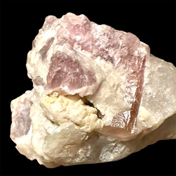 Pink Tourmaline Gem Lepidolite in Milky Quartz Feldspar Natural Crystal Matrix - Picture 1 of 16